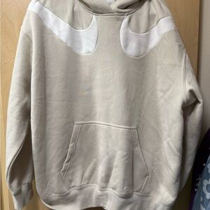 Nike Men's Beige Hoodie with White Accents